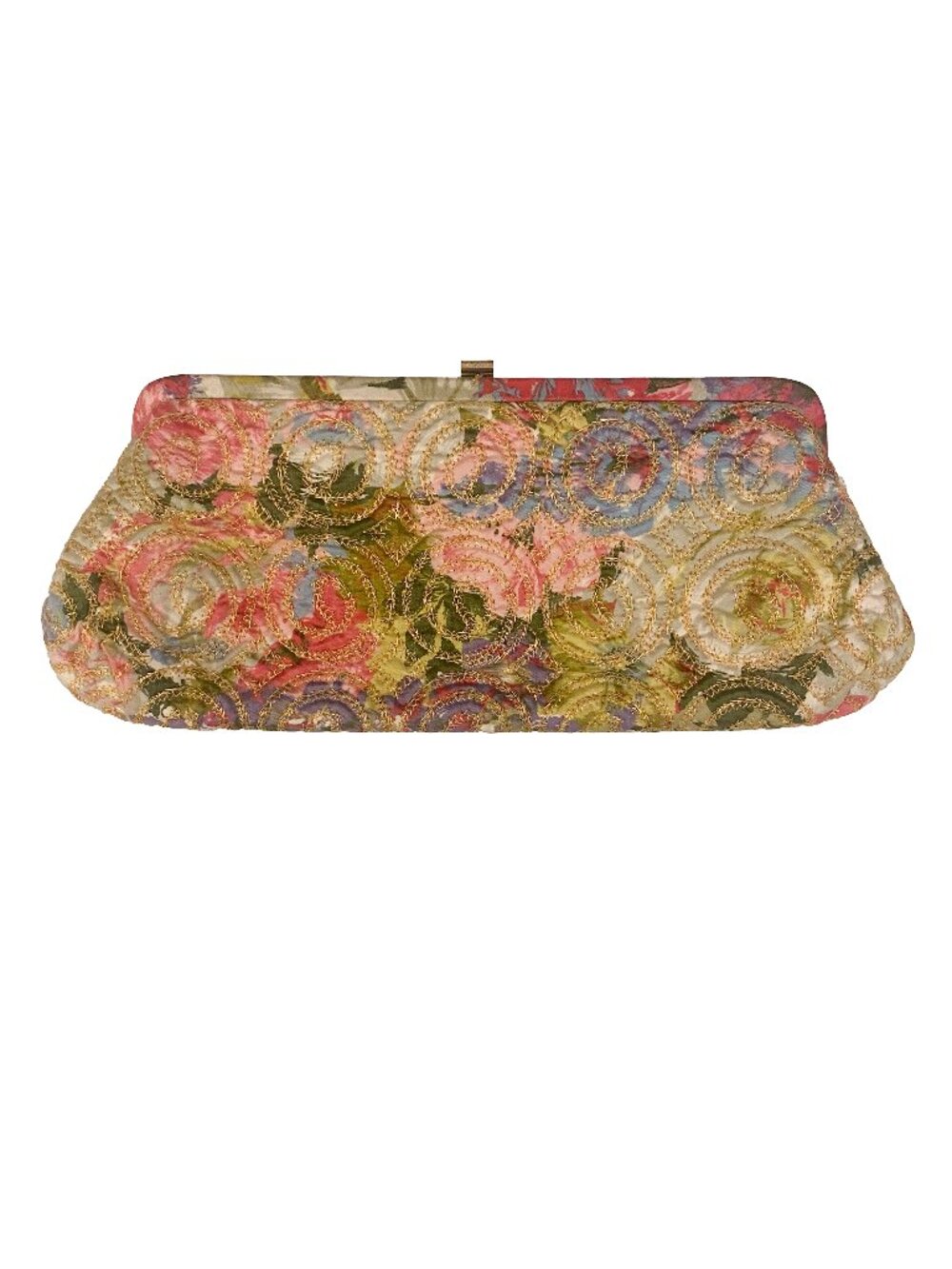Vintage Quilted Watercolor Floral Clutch Purse by Joseph Shoes Feminine Colorful
